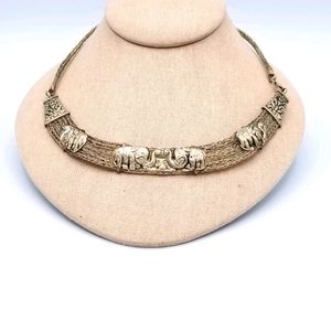 Silver Tone Artisian Ethnic Elephant Choker